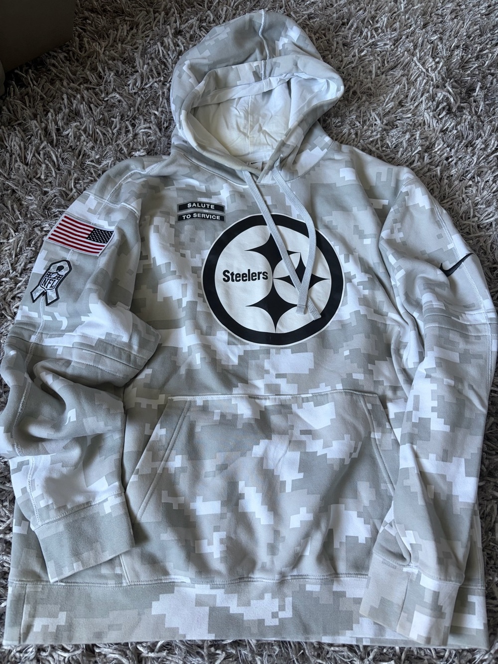 Nike Pittsburgh Steelers Camo Pullover Hoodie salute to Sevice L